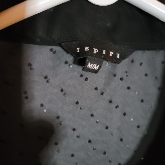 Ispiri Black Sheer Gold Colour Dots Button Down Shirt Size Medium/10 - Picture 5 of 5